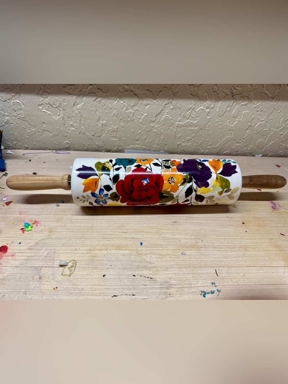 Pioneer Woman Timeless Floral Autumn Country Ceramic Rolling Pin